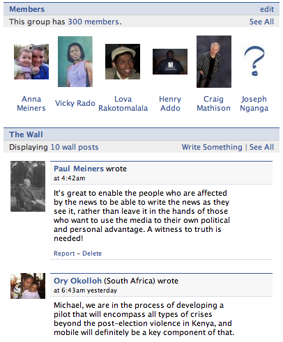 The Facebook Ushahidi Group