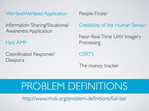 RHoK problem definitions