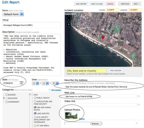 Submitting information to Liberia Mapped