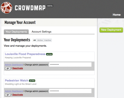 Crowdmap Account Deployment Management